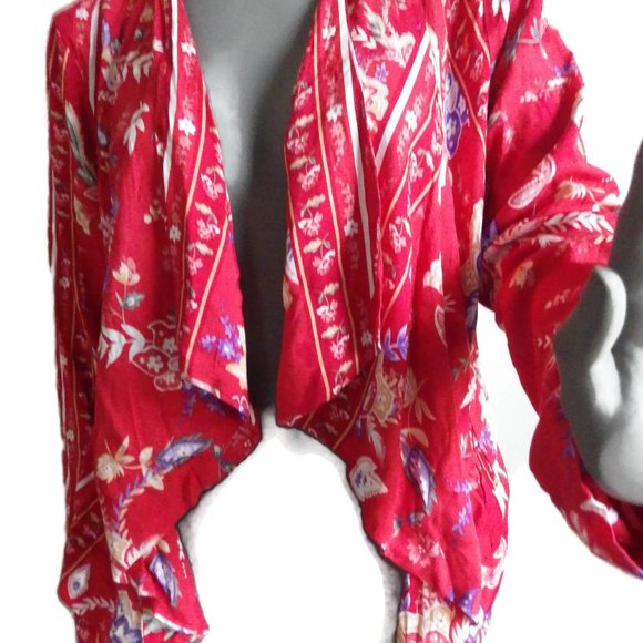 JAASE Jacket/ Top SMALL Australian Artist Print Red Floral Boho NWT - Picture 6 of 8